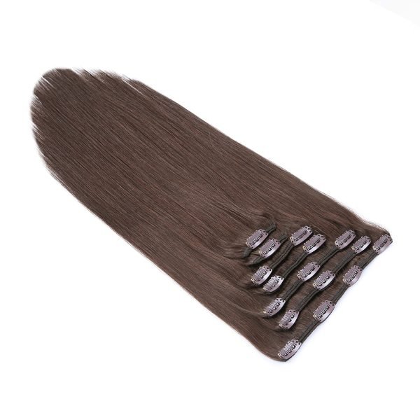Clip In Hair Extensions Cuticle Aligned Brown Color 2# Cuticle Aligned Remy Human Hair