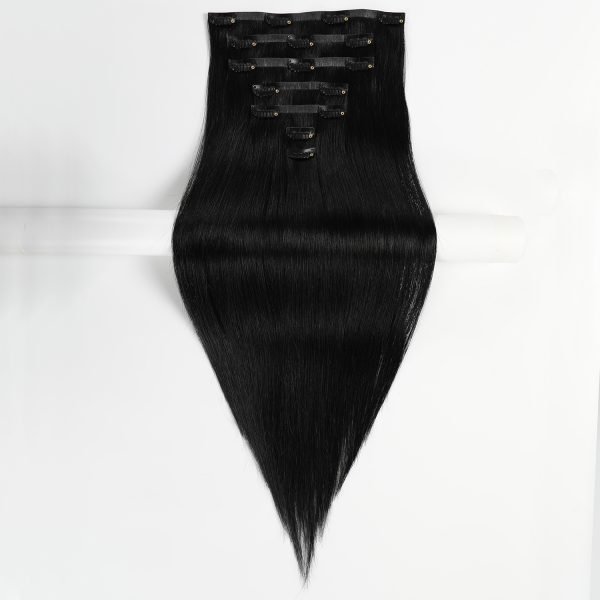 Invisible Seamless Inject Human Hair Clip In Hair Extensions Remy Hair 1b#