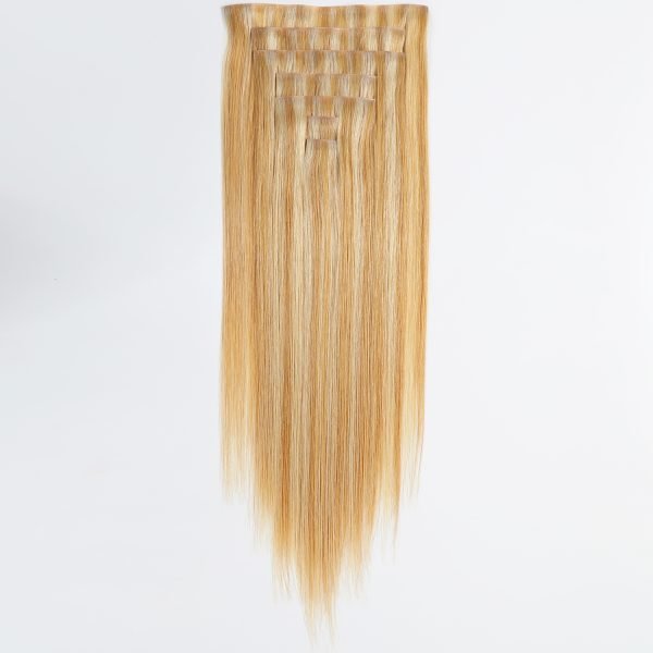 Invisible PU Inject Clip In Hair Extensions Cuticle Aligned P27-613# Blonde Hair