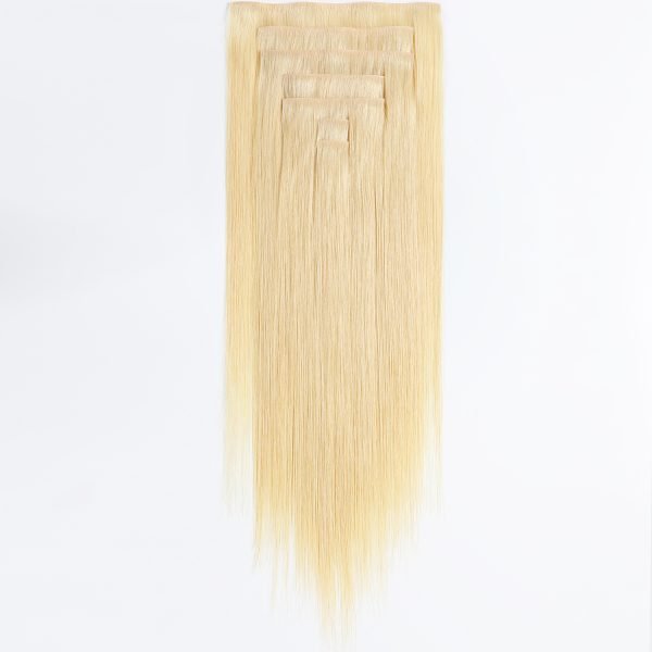 Invisible Seamless PU Clip In Hair Extensions Cuticle Aligned 613# Blonde Hair