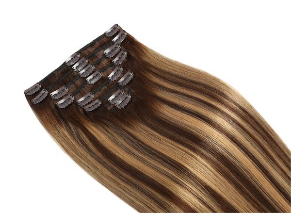 Straight Seamless Clip in Human Remy Hair Extension Cuticle Aligned
