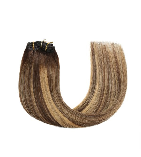 Straight Seamless Clip in Human Remy Hair Extension Cuticle Aligned