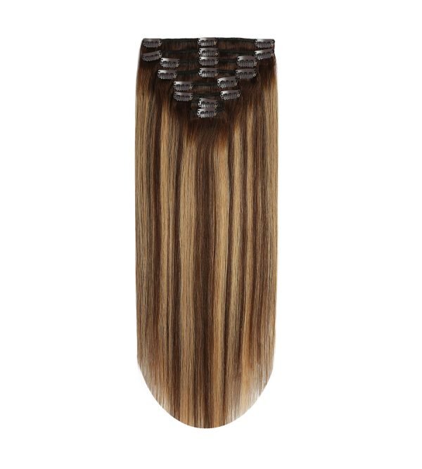 Straight Seamless Clip in Human Remy Hair Extension Cuticle Aligned